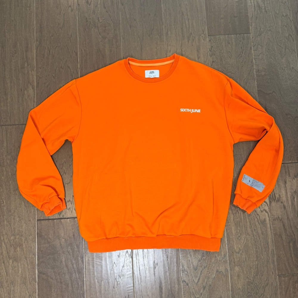 Men's Vibrant Orange Crewneck Sweater - Picture 3 of 16